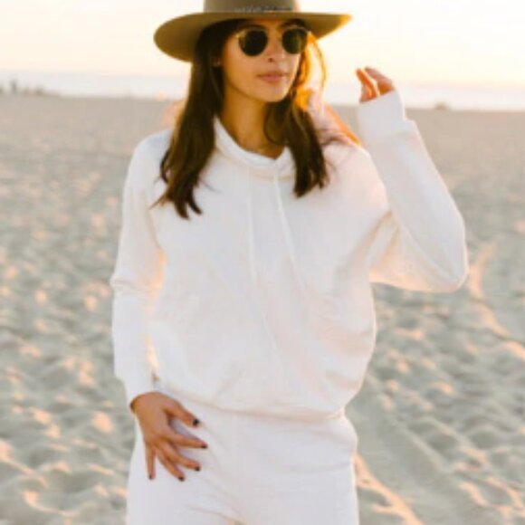 Leallo Dune Solid Sweatpants and Sloan Funnel Neck Size XS Bone - Picture 2 of 5